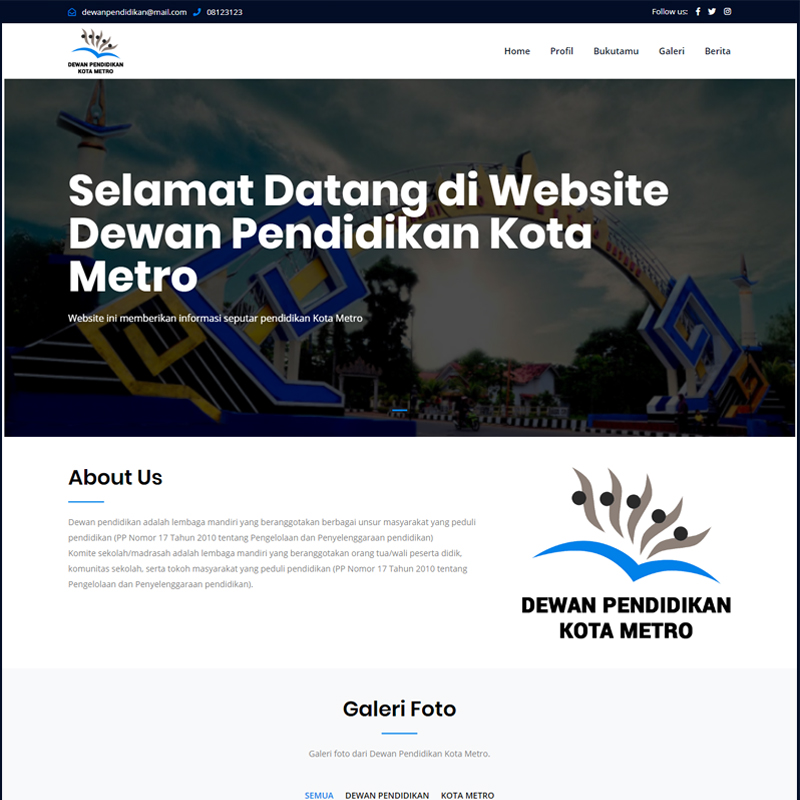 Website Dewan Pendidikan Kota Metro